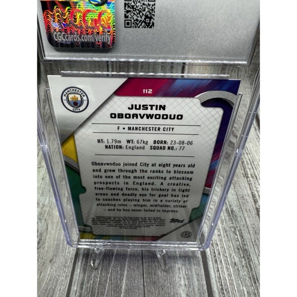 2024-25 Topps Finest Uefa CC Justin Oboavwoduo #112 Rose Gold Mini Diamond /50 - Picture 10 of 10